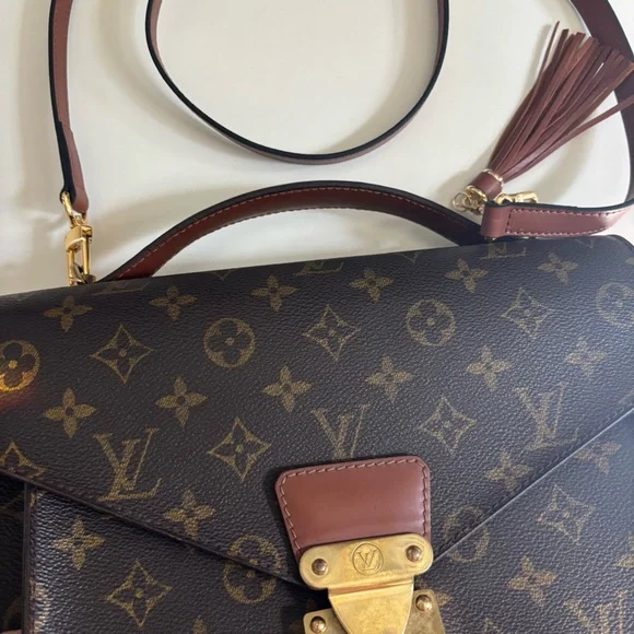 Louis Vuitton Monceau 28 Brown Monogram Crossbody Purse Gold Hardware Vintage - Picture 13 of 17